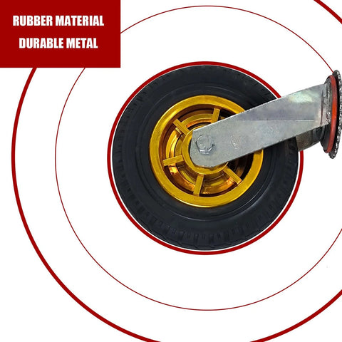 Close-up of 8 Inch Gate Caster Wheel for Metal Swing Gates and Wooden Fences, showcasing rubber material and durable metal
