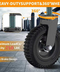 8 Inch Heavy Duty Gate Wheel With Solid Rubber Tire And Shock Absorbing Springs, 750 Lb Weight Capacity, Corrosion And Rust Resistant