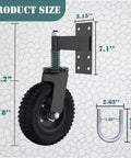 8 Inch Gate Wheel For Metal Tube And Wooden Gates, 15.4 Inch Height, Spring Loaded Heavy Duty Rubber Caster, 700 Lb Capacity