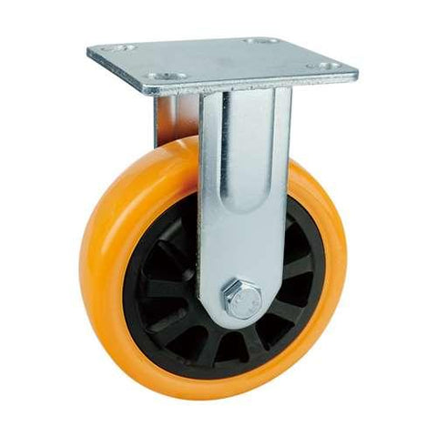 8" Inch Heavy Duty Caster Wheel 661 pounds Fixed Polyurethane Top Plate - VXB Ball Bearings
