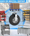 8 inch heavy duty caster wheels with brakes set of 4, locking swivel plate for industrial equipment use.