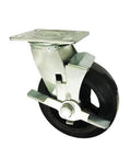 8" inch Heavy Duty Caster Wheel 661 Lbs Side brake Rubber - Top Plate Mount image showcasing the rubber wheel and top plate.