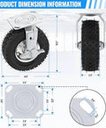 8 inch heavy duty caster wheels with brakes set of 4, locking swivel plate dimensions, 10.5 inch height, 2.2 inch tread.