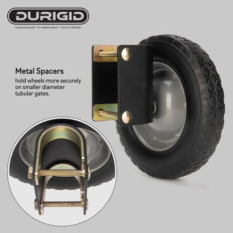 8 Inch Heavy Duty Gate Wheels For Metal Tube Gates And Fence Gates Side Mount Gate Wheel Helper With Sturdy Rubber Wheel