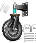 8 inch heavy duty fence gate wheel anti sag support with spring loaded gate caster, tools and mounting hardware included