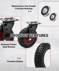 8 inch outdoor heavy duty rubber caster wheels designed for rough terrain, industrial swivel casters with brake for features