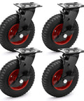 8 inch outdoor heavy duty rubber caster wheels designed for rough terrain, industrial swivel casters with brake for