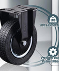 8 Inch Heavy Duty Caster Wheels Set Of 4 With 2 Swivel And 2 Fixed Industrial Rubber Casters 3200 Lbs Capacity For Utility Carts Workbenches Warehouse Equipment Trucks And Dolly Includes Mounting Hardware close-up of rubber wheel