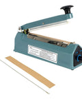 8 Inch Impulse Sealer For Poly Bags Handheld Heat Sealing Machine With Adjustable Timer And Auto LED Shut Off, shown with extras