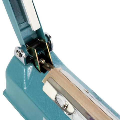 Close-up of the 8 Inch Impulse Sealer For Poly Bags Handheld Heat Sealing Machine With Adjustable Timer And Auto LED Shut Off