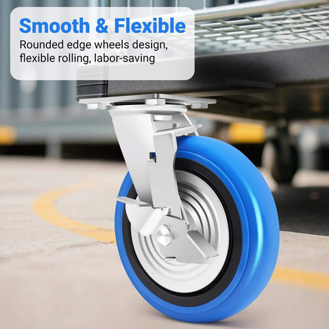 8 inch heavy duty caster wheels set of 4 rated 6000 lb total with smooth rolling design industrial polyurethane wheels thickened
