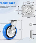 8 inch heavy duty caster wheels set of 4 rated 6000 lb total with smooth rolling design illustrated with size dimensions and bolts
