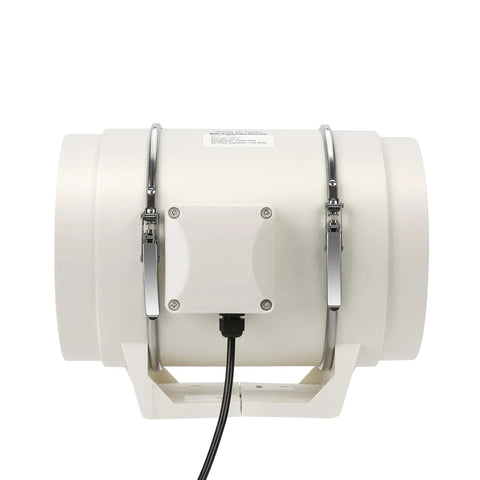 Side view of Beast 8 Inch Inline Duct Fan With 740 CFM High Flow Ventilation Exhaust Blower Copper Motor Quiet Operation Under 50 dB 2300 RPM