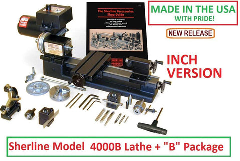 8 Inch Lathe With The B Package For Precision Small Parts Turning 4000B Inch Version shown with accessories and tool set.