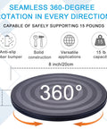 8 Inch Lazy Susan Turntable Organizer with 360 Degree Rotation, heavy duty swivel, non-slip pads, for versatile use, supports 15 lbs