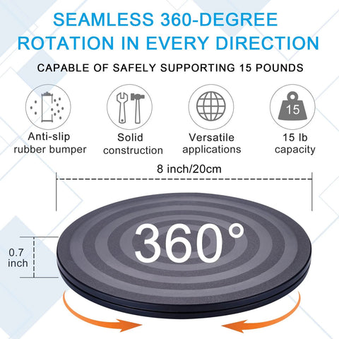 8 Inch Lazy Susan Turntable Organizer with 360 Degree Rotation, heavy duty swivel, non-slip pads, for versatile use, supports 15 lbs