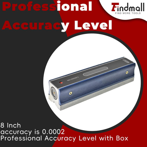 8 Inch Professional Level With Box And Case Ultra Precise 0.0002 Inch Per 10 Inch Accuracy Strip Level For Machinists