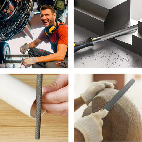 8 Inch 3 Piece Metal File Set With Flat Round And Half Round Files In High Carbon Steel For Metalworking Woodworking Jewelry Making Plastics Shaping Ceramic And Glass Smoothing Durable 8 Inch Files For Precise Material Finishing And Shaping