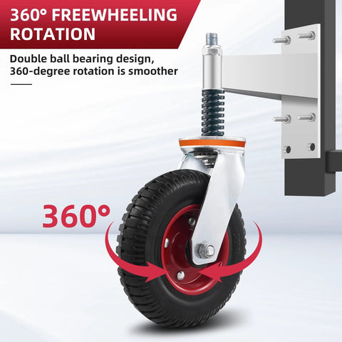 Close-up of 8 Inch Gate Wheel For Metal Tube Gates With 600Lb Capacity Heavy Duty Gate Caster Featuring 360 Degree Rotation And Spring Loaded Design