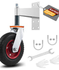 8 Inch Gate Wheel For Metal Tube Gates With 600Lb Capacity Heavy Duty Gate Caster Featuring 360 Degree Rotation And Spring Loaded Design Includes Screws And Screwdriver