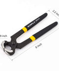 8 Inch Nail Puller And Pliers For Carpentry And DIY Tasks With 24 Millimeter Jaw Clearance And Sharp Knife And Anvil Edges For Flush Cuts Up To One Point Two Millimeter Ideal For Nail Pulling Wire Cutting And Flooring Installations, shown front view with dimensions. Black and yellow handles.