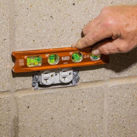 8 Inch Billet Magnetic Torpedo Level With V Groove For Precise 0 30 45 90 Degree Readings on outlet installation