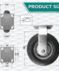 2 Pack 8 Inch Pneumatic Rigid Caster Wheels With Zinc Top Plate For Cart Dolly Trolley Workbench And Wagon All Terrain