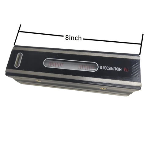 8 Inch Master Precision Box Level Pro Grade Carbon Steel Tool With 0.0002 Inch Per 10 Inch Accuracy, Large Bubble Vial And Cross Test