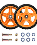 8 Inch Lawn Mower Wheels for Push Mowers, Plastic PU Wheels with Bolts & Nuts, 8x1-3/4 Size, 1/2 Inch Bore, 2 Pack