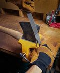 Using 8 Inch Rectangular Axe File With Double Cut Roughing Side And Single Cut Finishing Edge For Fast Sharpening Of Axes