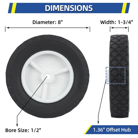 ✝️ 8 inch wheels for oregon 72-108 hand trucks, replacement wheels fit for radio flyer wagon bbq grill craftsman tire specifications