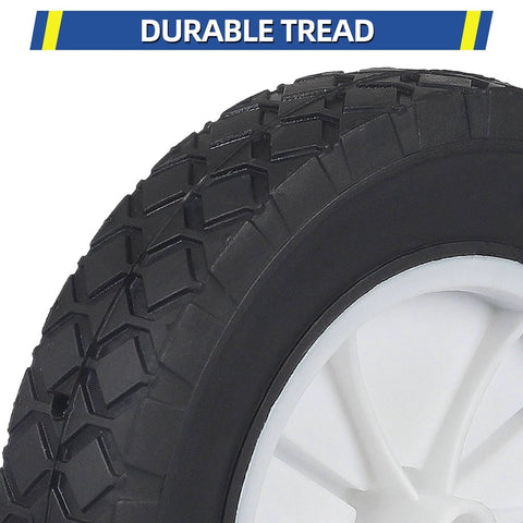 Close-up of 8 inch wheels for oregon 72-108 hand trucks, replacement wheels fit for radio flyer wagon bbq grill craftsman, durable tread