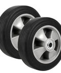 2 pack 8 inch solid rubber replacement wheels, flat free hand truck tires with 5/8" axle, side view of gray hub design.