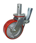 8" Inch Scaffold Caster Wheel 551 pounds Swivel and Upper Brake Polyurethane rim and and PU - VXB Ball Bearings