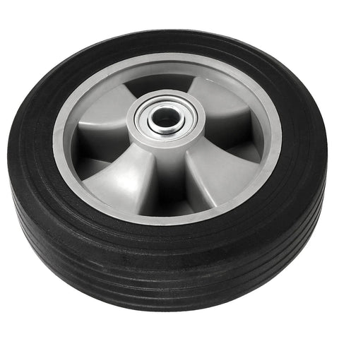 Flat free hand truck tire, 8 inch solid rubber, 5/8" axle, 2 pack, replacement wheel for carts, wagons, wheelbarrow, dolly, 330 lbs max load