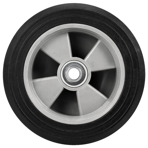 Close-up of 2 pack 8 inch solid rubber replacement wheels, flat free hand truck tires with 5/8" axle, hand truck replacement wheels for cart