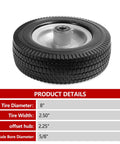 8-inch solid tire replacement - 2.50-4 flat free tire for gorilla carts, yard tractors, 5/8 bearings, 2.25 offset hub detailed view