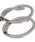 8 Inch Stainless Steel Faucet Connector Braided Brass Nuts One Half Inch IPS To Three Eighths Inch Female Thread Compression Fitting Chrome Plated Lead Free Pack Of 2 Leak Resistant Easy Install For Toilet And Sink