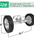 8 Inch Heavy Duty Gate Wheel With Hard Rubber Tread And Adjustable Steel U Bolts For Chain Link Fence And Metal Tube Gates Fits 1.57 To 2.75 Inch Round Gate Frames And Up To 2 Inch Diameter Pipes Corrosion Resistant And Rust Proof, front view