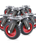 8 Inch Heavy Duty Caster Wheels Set of 8, Swivel Plate Castors with Knobby Rubber Tread, perfect for all terrain uses