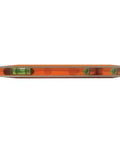Side view of 8 Inch Billet Magnetic Torpedo Level With V Groove For Precise 0 30 45 90 Degree Readings Tapered Nose High Visibility Orange Body