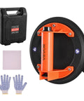 8-Inch Heavy-Duty Vacuum Suction Cup Lifter With ABS Handle, 400 Lb Max Lift Capacity, durable rubber pad and carrying case, gloves included