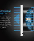 Cross-section view of Room To Room AC Infinity 8 Inch Through The Wall Fan With Reversible Airflow And Temperature Controller Digital 10 Speed Quiet Ventilation highlighting airflow feature
