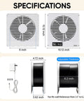 8 Inch Through Wall Room To Room Fan With Remote 320 CFM Air Transfer Temperature Control Reversible Airflow 10 Speeds