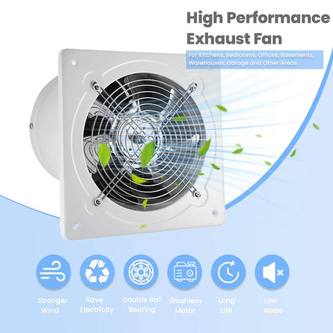 Beefy 8 Inch Exhaust Fan 735 CFM Wall Mounted Ventilation Blower For Ceiling Bathroom Attic Window Basement Use 110V 80W