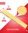 Versatile 8 Inch Wood Shims Set For DIY Projects And Home Improvement By Nelson, showing 8-inch length, 1 1/4-inch width, kiln-dried wood