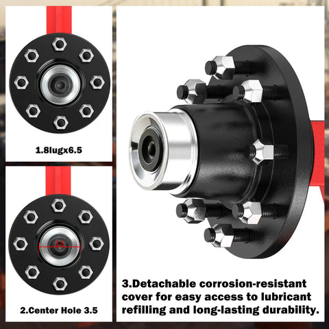 2-Pack Heavy-Duty Shipping Container Wheel Kit With 8 Lug Bolt-On Spindle For Up To 40ft Containers, 15000 Lb Capacity Per Set
