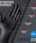 8 Mil Powder Free Nitrile Diamond Textured Gloves Heavy Duty XL 100 Pack showing diamond texture and features.