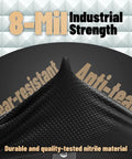 Heavy Duty Diamond Grip Nitrile Gloves 8 Mil Puncture and Chemical Resistant 100 showing black material with tear-resistant label
