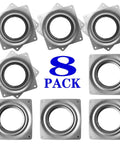 8-Pack of 4 Inch Square Lazy Susan Hardware Rotating Bearing Plate With 300 Pound Capacity shown in zinc plated steel